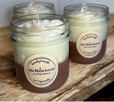 Rhönkerze Mini in Dessertoptik im Schraubglas