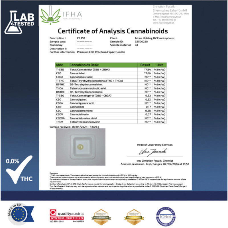 Candro Pure 300,                 30% CBD reiches Breitspektrum Hanföl, 10 ml