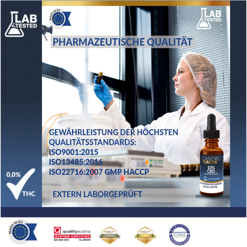 Candro Pure 300,                 30% CBD reiches Breitspektrum Hanföl, 10 ml